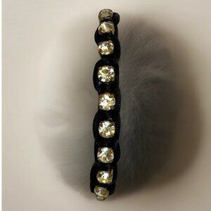 Black Paracord Rhinestone Bracelet 6.5 inches Sparkle Crystal Bling Shamballa